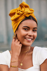 WIRE FULL CAP TURBAN PETAL MUSTARD