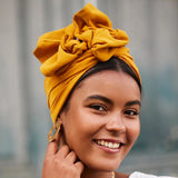 WIRE FULL CAP TURBAN PETAL MUSTARD