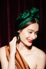 AFRICAN WIRE SILK TURBAN EMERALD
