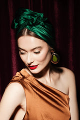 AFRICAN WIRE SILK TURBAN EMERALD