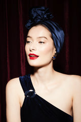 AFRICAN WIRE SILK TURBAN NAVY