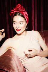 AFRICAN WIRE SILK TURBAN RUBY