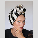Striped Black + Gold Sequin Messy Bun