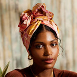 WIRE FULL CAP TURBAN MUSTARD PINK ROSE ANNA