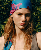 PRE-TIED SATIN BANDANA WRAP PINK FLORAL