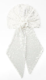 BEADED SEQUIN BANDANA WHITE