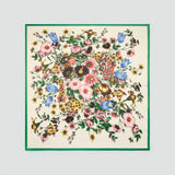 FLORAL SATIN SCARF GREEN TRIM