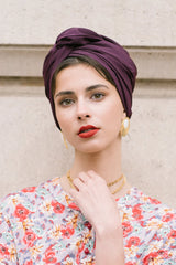WIRE FULL CAP TURBAN EGGPLANT