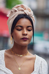 WIRE FULL CAP TURBAN ALMOND