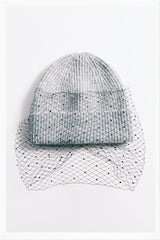 Mesh Knit Gray Crytal Beanie