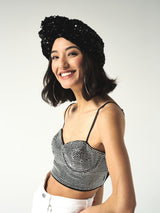 Black Sequin Messy Bun