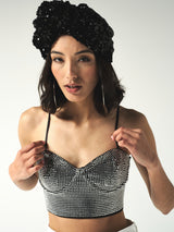 Black Sequin Messy Bun