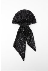 BEADED SEQUIN BANDANA BLACK