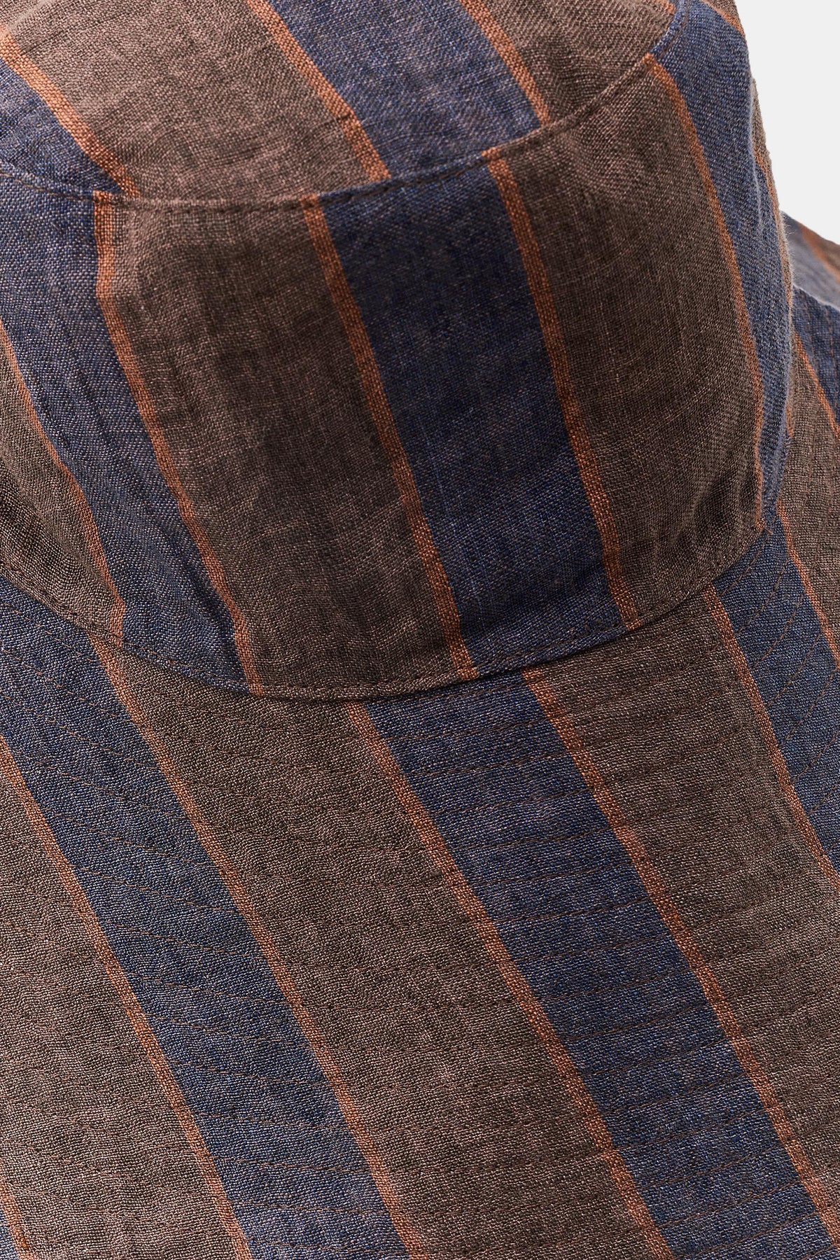 REVERSIBLE 100% LINEN STRIPED HAT - LIGHT BROWN