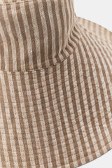 REVERSIBLE 100% LINEN STRIPED HAT - LIGHT BROWN
