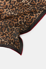 LEOPARD RED TRIM SQUARE SCARF