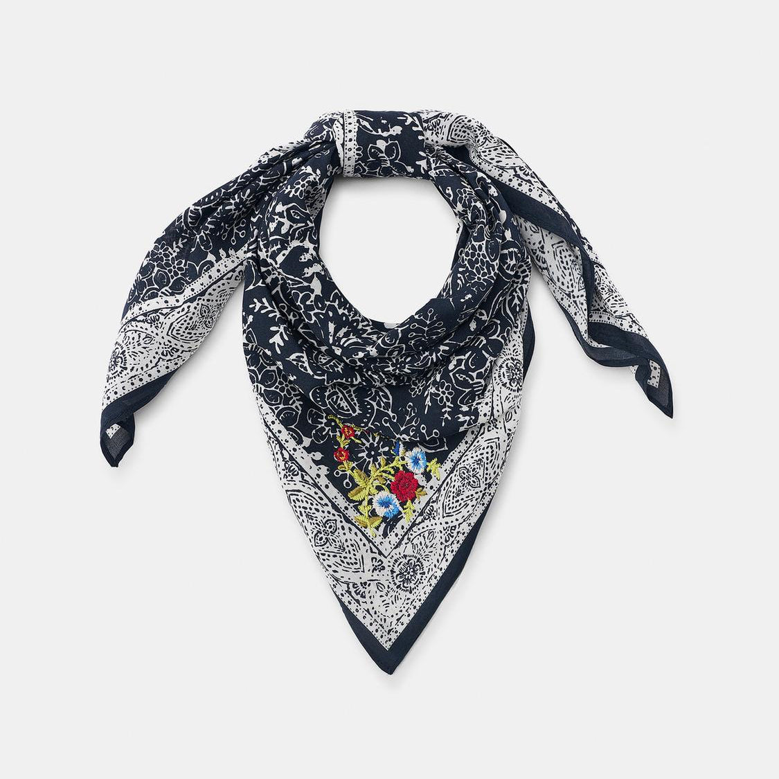 FLORAL EMBROIDERED WESTERN SCARF