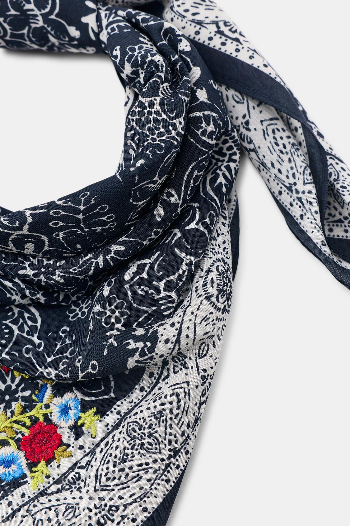 FLORAL EMBROIDERED WESTERN SCARF