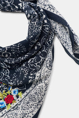 FLORAL EMBROIDERED WESTERN SCARF