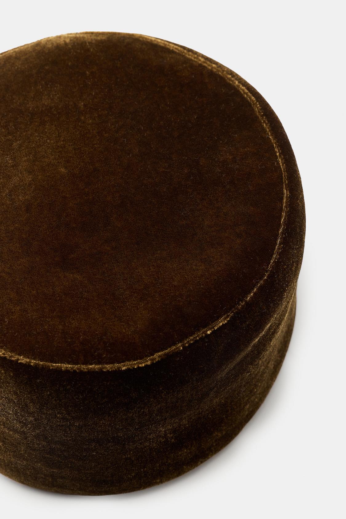 VELVET PILLBOX HAT OLIVE GREEN