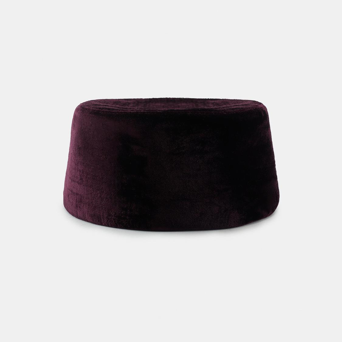 VELVET PILLBOX HAT EGGPLANT