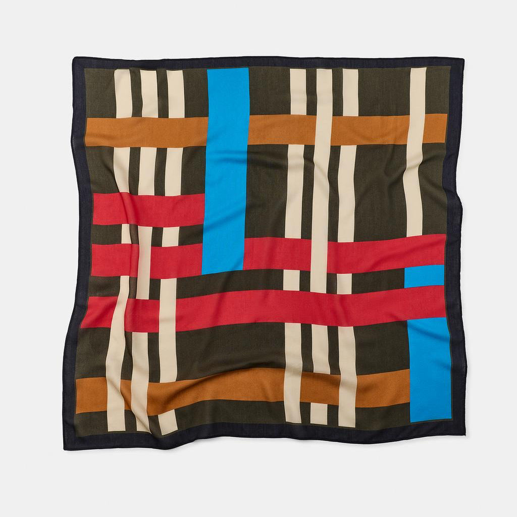 STRIPED SILK BLEND SCARF