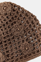 CROCHET FLORAL BEADED SKULLCAP