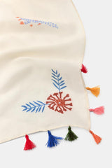 FISH EMBROIDERY POMPOM SCARF