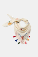 FISH EMBROIDERY POMPOM SCARF