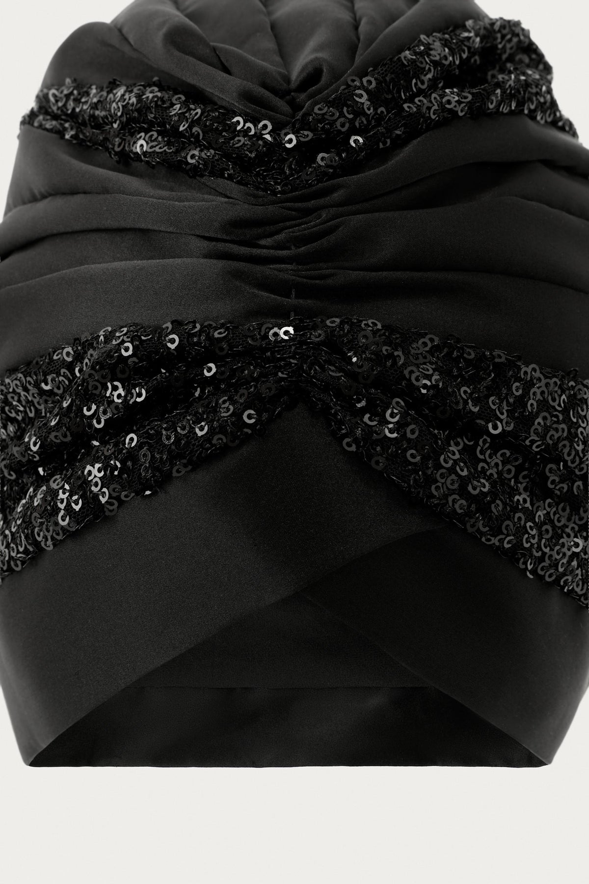 SEQUIN SATIN TWISTED TURBAN BLACK