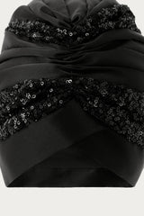 SEQUIN SATIN TWISTED TURBAN BLACK