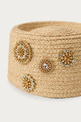 RAFFIA BOXHAT WITH BROOCHE