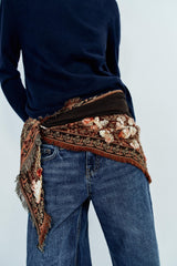 EMBROIDERED JACQUARD TRIANGULAR SCARF