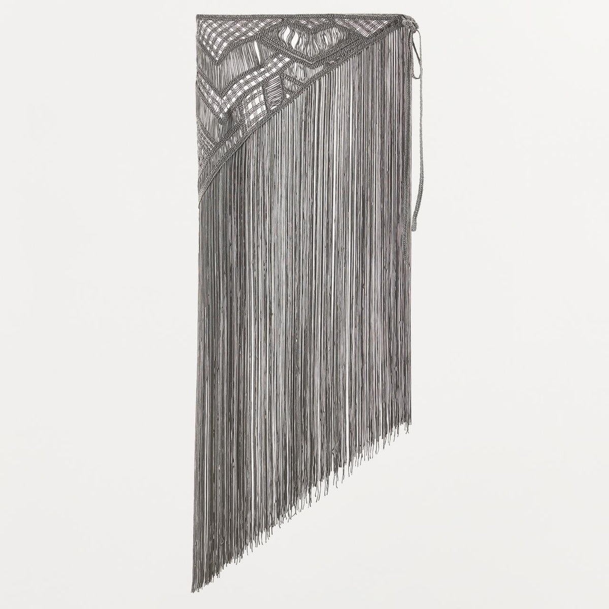 CROCHET SCARF WITH FRINGE GREY