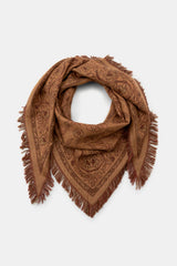 FRINGED LEATHER SCARF BROWN