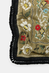 FRINGED FLORAL GREEN PRINT SCARF