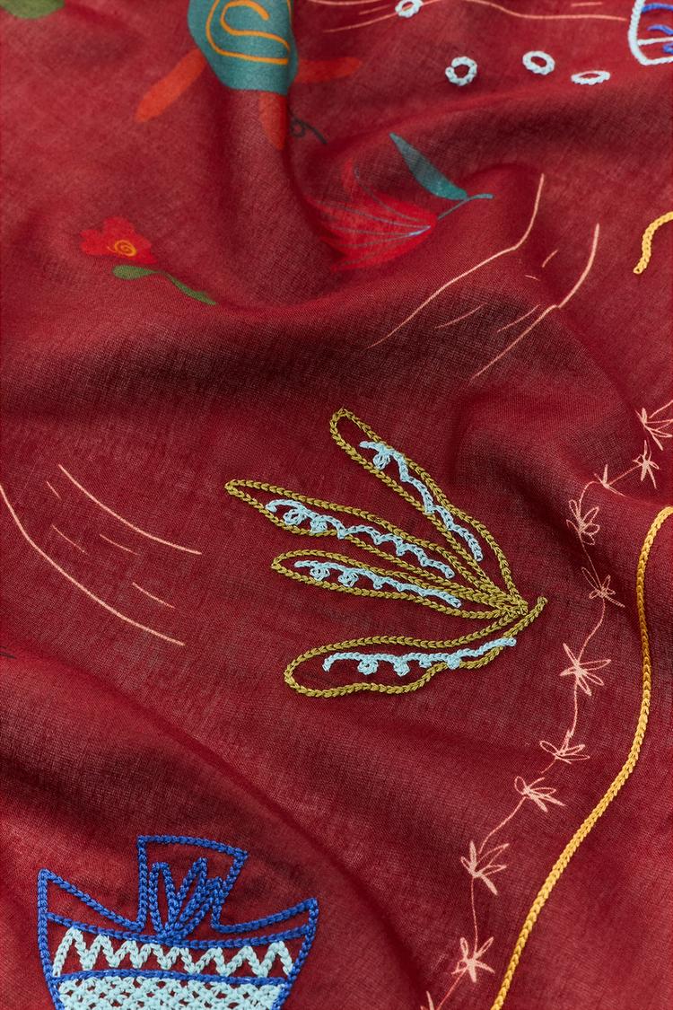 EMBROIDERED PRINTED BANDANA SCARF