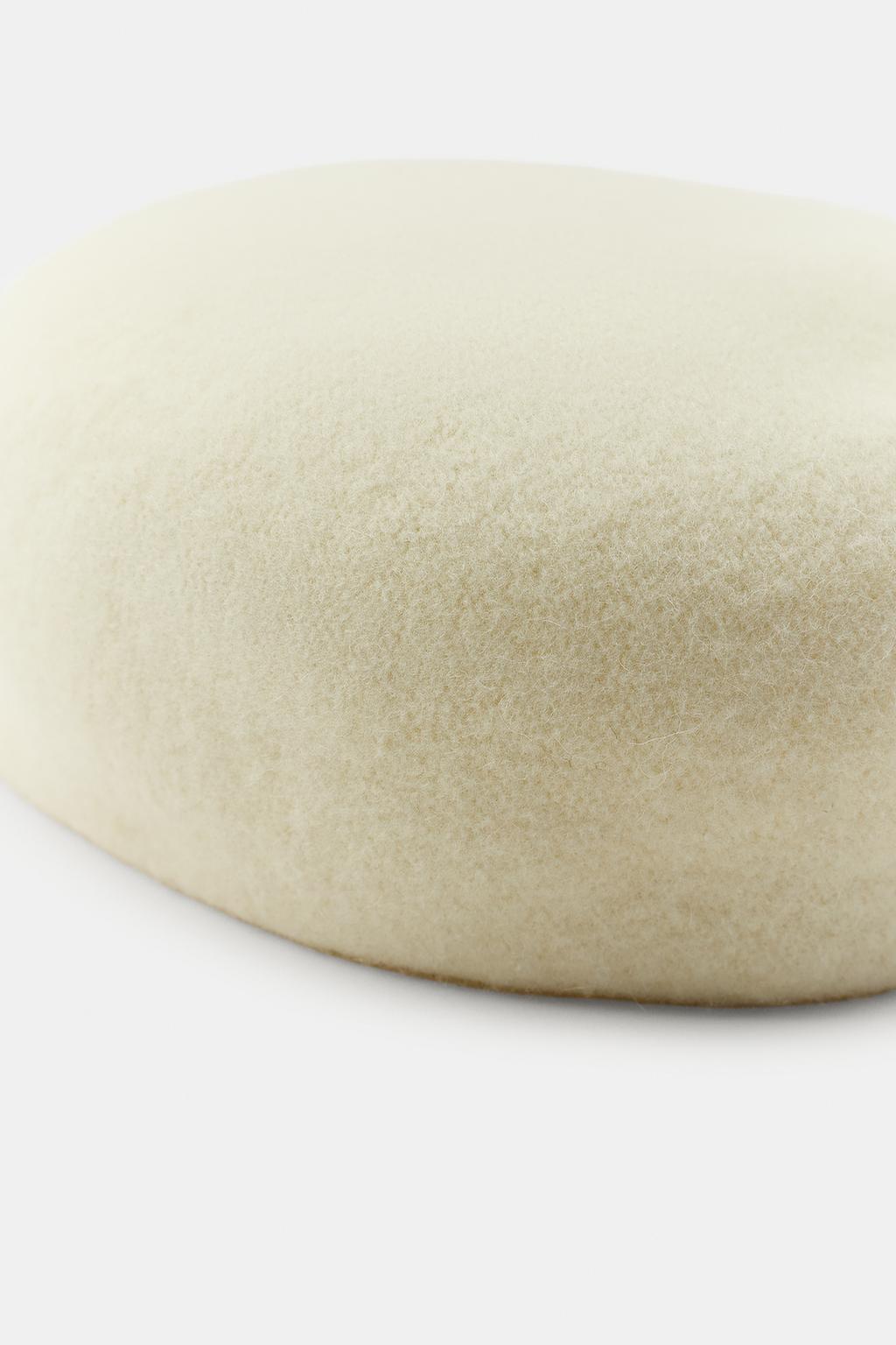 WOOL BLEND PILLBOX HAT OFF WHITE