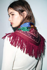 PRINTED SCARF WITH SILK & FRINGE
