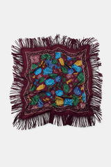 PRINTED SCARF WITH SILK & FRINGE