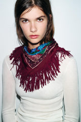 PRINTED SCARF WITH SILK & FRINGE
