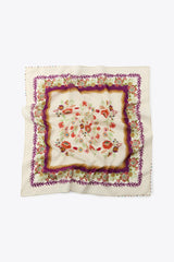 BEADED SQUARE SCARF WHITE