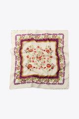 BEADED SQUARE SCARF WHITE