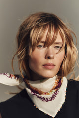 BEADED SQUARE SCARF WHITE