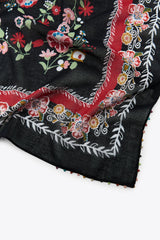 BEADED SQUARE SCARF BLACK