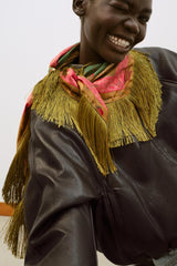 FRINGED PRINTED SATIN SCARF