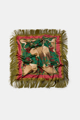 FRINGED PRINTED SATIN SCARF