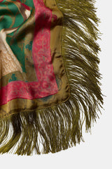 FRINGED PRINTED SATIN SCARF