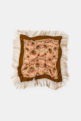 PRINTED SILK BLEND FRINGED SCARF