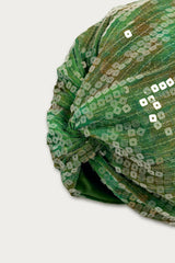SEQUIN TWISTED TURBAN GREEN
